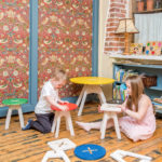 Väike kandiline tool / taburet, sinine